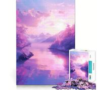 Puzzle da 1000 pezzi con paesaggio lacustre dai colori pastello per adolescenti, gioco di intelletto, evasione rilassante, taglio di qualità, regalo stagionale (38x26cm)