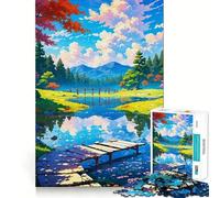 Puzzle da 1000 pezzi con paesaggio lacustre sereno, ideale per ragazzi, gioco di logica, leggero e rilassante, con taglio liscio, perfetto per decorare la parete (38x52cm)