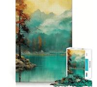 Puzzle da 1000 pezzi con paesaggio lacustre turchese e pezzi ben definiti Gioco cognitivo per momenti di relax e divertimento, ideale per decorazioni natalizie (50x75cm)