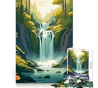 Puzzle da 1000 pezzi con paesaggio lussureggiante di foresta, cascata e fiume, ideale per adolescenti Attività rilassante e per il benessere mentale per incastri a scomparsa Un regalo adorabile