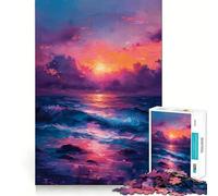 Puzzle da 1000 pezzi con paesaggio marino al tramonto per adolescenti, gioco intelligente per momenti di condivisione, taglio liscio, lista dei desideri di Babbo Natale 50x75cm