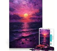 Puzzle da 1000 pezzi con paesaggio marino al tramonto viola, ideale per ragazzi, stimolante per la mente e per tutta la famiglia Bordo preciso Regalo memorabile (38x26cm)