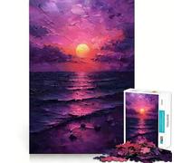 Puzzle da 1000 pezzi con paesaggio marino al tramonto viola per adolescenti, gioco cognitivo, passatempo rilassante, bordo premium, lista dei desideri di Babbo Natale (50x75cm)