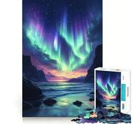 Puzzle da 1000 pezzi con paesaggio marino e aurora boreale,taglio preciso,rompicapo,regalo divertente per il tempo libero,decorazione natalizia da appendere al muro (50x75cm)