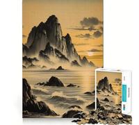 Puzzle da 1000 pezzi con paesaggio marino e montagne al tramonto per adolescenti, gioco che stimola la logica e favorisce il gioco rilassante, con bordi di alta qualità e grafica da collezione 38x26cm