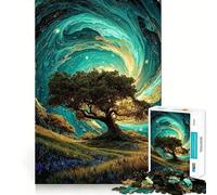 Puzzle da 1000 pezzi con paesaggio mistico di alberi e cielo vorticoso, ideale per ragazzi Gioco di logica e svago, taglio di alta qualità, regalo premuroso (50x75cm)