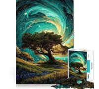 Puzzle da 1000 pezzi con paesaggio mistico di alberi e cielo vorticoso per adulti, gioco di concentrazione e divertimento tranquillo con bordi netti, ideale come regalo di Babbo Natale (38x26cm)