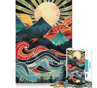 Puzzle da 1000 pezzi con paesaggio montano ad acquerello,ideale per ragazzi,gioco di concentrazione mentale,bordi lisci e tagliati con precisione,perfetto come regalo di Natale (38x52cm)