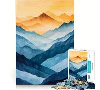 Puzzle da 1000 pezzi con paesaggio montano ad acquerello per ragazzi,divertente attività di gruppo al chiuso e stimolante per la mente Dimensioni uniformi,pezzi precisi (38x52cm)