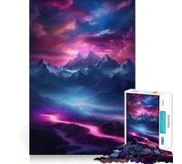 Puzzle da 1000 pezzi con paesaggio montano al neon per adulti, gioco intelligente e rilassante, assemblaggio di motivi, regalo elegante (38x26cm)