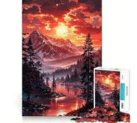 Puzzle da 1000 pezzi con paesaggio montano al tramonto e baita, ideale per adulti, per migliorare la memoria e creare momenti di relax Design e assemblaggio di alta qualità Regalo perfetto (38x52cm)