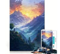 Puzzle da 1000 pezzi con paesaggio montano al tramonto, ideale per ragazzi, per migliorare la memoria, rilassante e divertente, con un design elegante da assemblare (38x52cm)