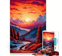 Puzzle da 1000 pezzi con paesaggio montano al tramonto per ragazzi, giocattolo rilassante e divertente, opera d'arte dai contorni netti, da collezione (38x52cm)