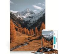 Puzzle da 1000 pezzi con paesaggio montano autunnale e ruscello,taglio preciso,disegno artistico,stimolante per la mente,divertimento per il tempo libero,decorazione natalizia,regalo (38x26cm)