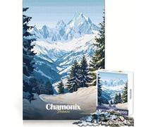 Puzzle da 1000 pezzi con paesaggio montano di Chamonix per adulti, ideale per stimolare la memoria, per il tempo libero e come evadere dalla realtà Taglio di qualità, regalo perfetto (38x52cm)