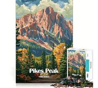 Puzzle da 1000 pezzi con paesaggio montano di Pikes Peak per ragazzi, gioco mentale rilassante, taglio di alta qualità, regalo artistico (38x26cm)