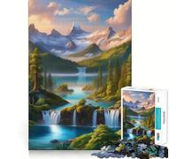 Puzzle da 1000 pezzi con paesaggio montano e cascata, ideale per ragazzi, per migliorare la memoria, favorire la calma e il relax Design classico da assemblare Regalo perfetto (50x75cm)