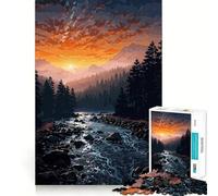 Puzzle da 1000 pezzi con paesaggio montano e fiume al tramonto, gioco di logica per adulti, divertente e rilassante, ideale come regalo di Babbo Natale (38x26cm)