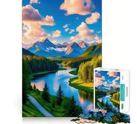 Puzzle da 1000 pezzi con paesaggio montano e fluviale, ideale per adolescenti, stimola la memoria, riduce lo stress e crea un'immagine tridimensionale da appendere al muro (38x26cm)