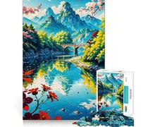 Puzzle da 1000 pezzi con paesaggio montano e fluviale sereno ideale per adulti e ragazzi un gioco rilassante e stimolante per lo sviluppo della creatività perfetto come regalo per le vacanze (38x52cm)