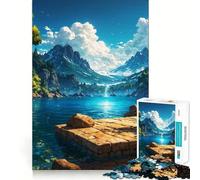 Puzzle da 1000 pezzi con paesaggio montano e lago tranquillo, pezzi ben definiti, gioco per lo sviluppo delle capacità cognitive, divertimento e relax, decorazione natalizia (38x26cm)