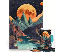 Puzzle da 1000 pezzi con paesaggio montano e luna gigante, ideale per adolescenti, per rafforzare la memoria, per il tempo libero a casa, con bordi puliti e un regalo prezioso (50x75cm)