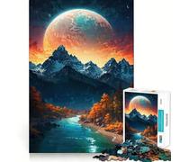 Puzzle da 1000 pezzi con paesaggio montano e luna per ragazzi, gioco di intelligenza, divertimento in casa, taglio di qualità, regalo creativo (38x26cm)