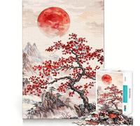 Puzzle da 1000 pezzi con paesaggio montano e luna rossa per adulti, gioco di logica, passatempo per la casa, bordi puliti, bel regalo (38x26cm)