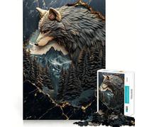 Puzzle da 1000 pezzi con paesaggio montano e lupo,divertente gioco mentale,senza spazi vuoti,design a incastro perfetto, riunioni di famiglia (38x26cm)