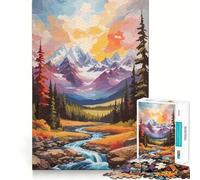 Puzzle da 1000 pezzi con paesaggio montano e ruscello, ideale per adulti, con funzione di logica e stimolazione, perfetto per il compleanno (38x52cm)