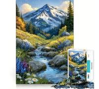 Puzzle da 1000 pezzi con paesaggio montano e ruscello, ideale per ragazzi Gioco di logica stimolante, divertimento condiviso, bordi trasparenti, regalo perfetto (38x52cm)