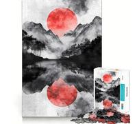 Puzzle da 1000 pezzi con paesaggio montano e sole rosso, ideale per adolescenti, per stimolare la memoria, favorire la serenità e creare un'atmosfera piacevole Regalo elegante (50x75cm)