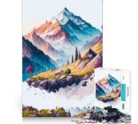 Puzzle da 1000 pezzi con paesaggio montano e stile geometrico, ideale per ragazzi, per migliorare la memoria, senza stress e con un design che favorisce l'assemblaggio Regalo perfetto (50x75cm)