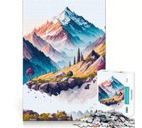 Puzzle da 1000 pezzi con paesaggio montano e stile geometrico per ragazzi, ideale per migliorare la memoria, favorire il relax e il benessere Un regalo classico (38x26cm)