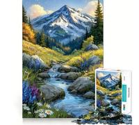 Puzzle da 1000 pezzi con paesaggio montano e torrente, ideale per ragazzi, per migliorare la memoria, senza stress, con design e assemblaggio rilassanti, un regalo speciale (38x26cm)