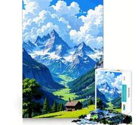 Puzzle da 1000 pezzi con paesaggio montano e valle con baita, per adulti, gioco di logica, rilassante e divertente, ideale come regalo di Babbo Natale (38x26cm)