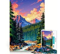 Puzzle da 1000 pezzi con paesaggio montano, fiume e foresta, ideale per ragazzi Un rompicapo rilassante e creativo, un regalo di alta qualità (50x75cm)