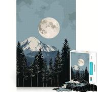 Puzzle da 1000 pezzi con paesaggio montano forestale e lunare per adulti e ragazzi Gioco di logica chiaro ideale per il relax Taglio perfetto Articolo perfetto per i desideri di Babbo Natale (38x52cm)