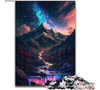 Puzzle da 1000 pezzi con paesaggio montano, in cartone, interazione familiare e sfida per il cervello, sfida di attività per famiglie, 1000 pezzi(26x38cm)