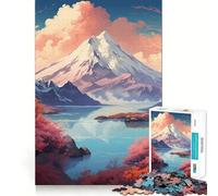 Puzzle da 1000 pezzi con paesaggio montano in stile anime per adulti, un gioco stimolante per la mente, ideale per il tempo libero Dimensioni perfette, (38x52cm)