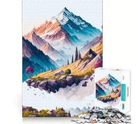 Puzzle da 1000 pezzi con paesaggio montano in stile geometrico, ideale per ragazzi, per migliorare la memoria, rilassante e divertente, con un design elegante (38x52cm)