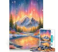 Puzzle da 1000 pezzi con paesaggio montano invernale e aurora boreale per adulti,divertente da assemblare,con incastro sicuro,ideale per il divertimento in famiglia e per le serate in famiglia