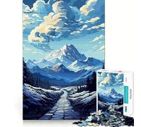 Puzzle da 1000 pezzi con paesaggio montano invernale e sentiero di pietra,gioco di concentrazione mentale,taglio di precisione,bordi lisci,gioco di connessione significativo (38x52cm)