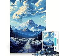 Puzzle da 1000 pezzi con paesaggio montano invernale e sentiero di pietra,ideale per ragazzi,per un gioco divertente e di memoria Incastro perfetto,senza spazi vuoti Attività serale