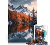Puzzle da 1000 pezzi con paesaggio montano invernale,gioco cognitivo con superficie liscia e priva di sbavature,rilassante attività di gruppo al chiuso (50x75cm)