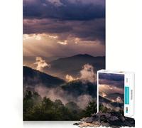 Puzzle da 1000 pezzi con paesaggio montano, nebbia e luce solare, ideale per adulti Gioco di allenamento mentale, divertimento in casa, taglio di precisione, regalo per le vacanze (50x75cm)