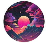 Puzzle da 1000 pezzi con paesaggio montano, rotondo, per adulti, attività educativa per lo sviluppo delle abilità cognitive (67,5x67,5cm)