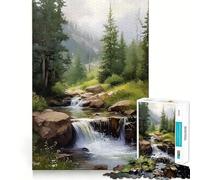 Puzzle da 1000 pezzi con paesaggio montano, torrente e cascata, ideale per ragazzi Gioco di logica fine, morbido, rilassante, con bordi puliti, regalo di alta qualità (50x75cm)