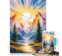 Puzzle da 1000 pezzi con paesaggio naturale ad acquerello per adolescenti,divertente attività per stimolare la mente,pezzi di dimensioni uniformi e precisi,rilassante attività di gruppo al chiuso