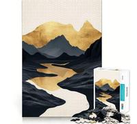 Puzzle da 1000 pezzi con paesaggio naturale, fiume e montagna dorati, ideale per ragazzi Gioco di logica e abilità, divertimento condiviso, taglio preciso, decorazione murale (38x26cm)